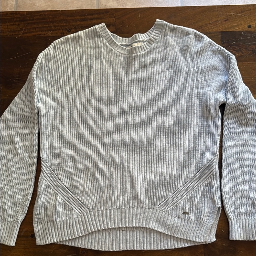 Hollister light blue  Crewneck Sweater with Ribbed Knit Texture
